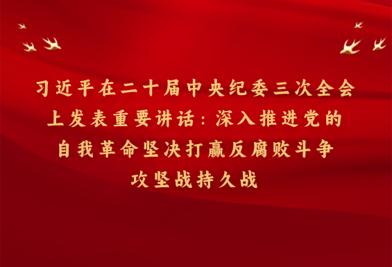 习近平在二十届中央纪委三次全会上发表重要讲话：深入推进党的自我革命 坚决打赢反腐败斗争攻坚战持久战